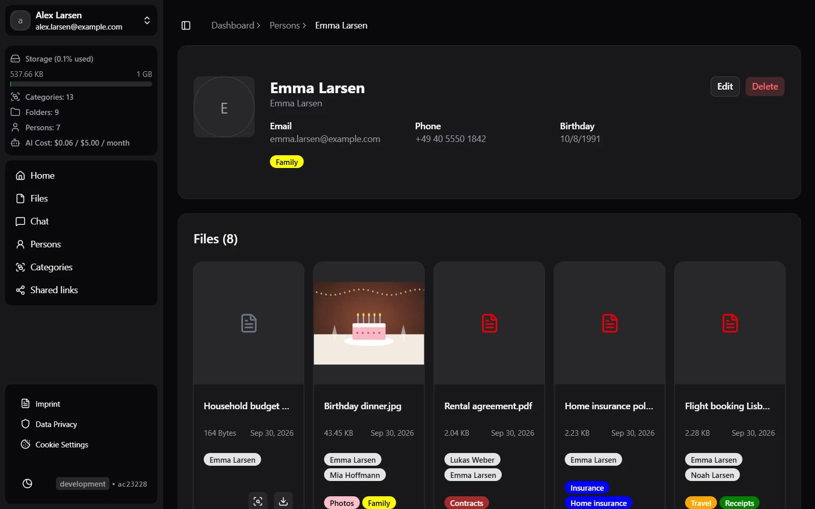 A person with their linked files